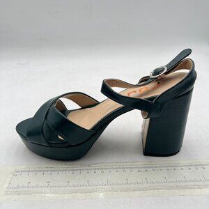 FSJ Green Peep Toe Chunky High Heels Platform Sandals Ankle Strap Summer Shoes